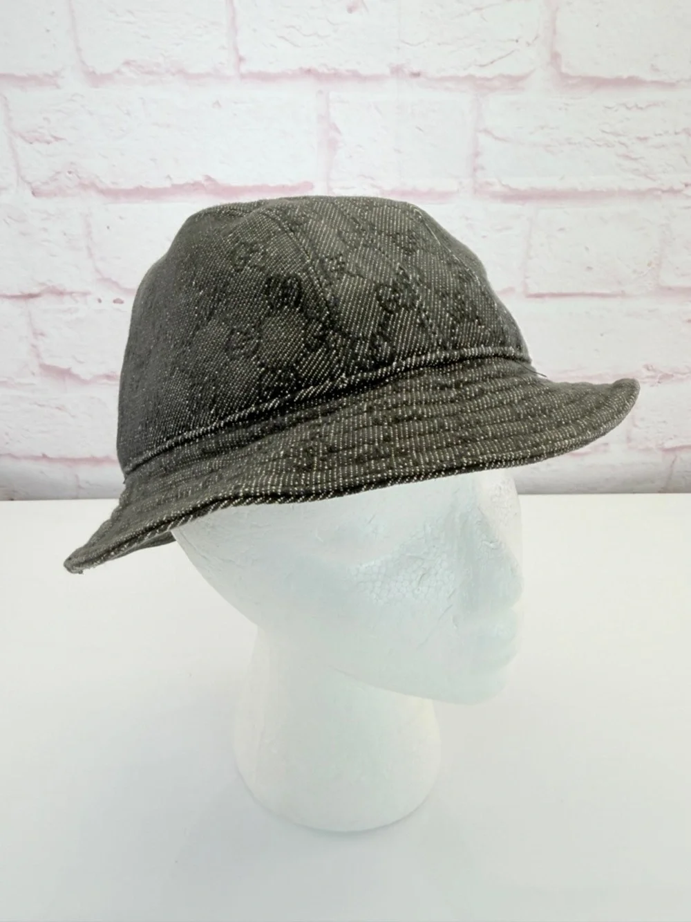 Gucci Vintage Black Denim Gg Canvas Bucket Hat